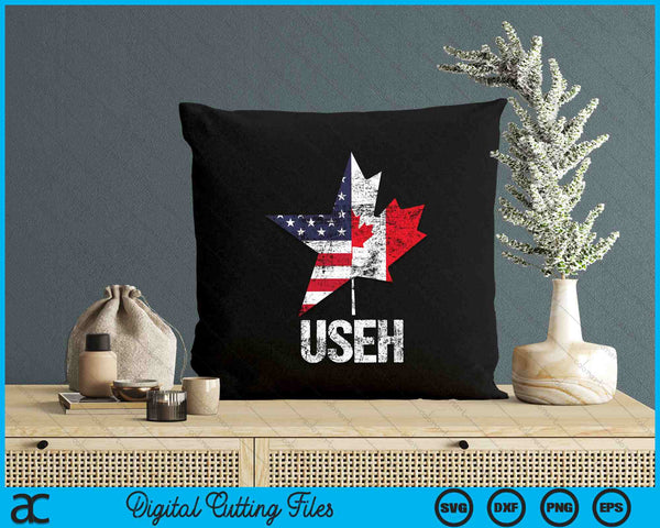 USH Half Canadese Amerikaanse USA vlag SVG PNG digitale snijbestanden