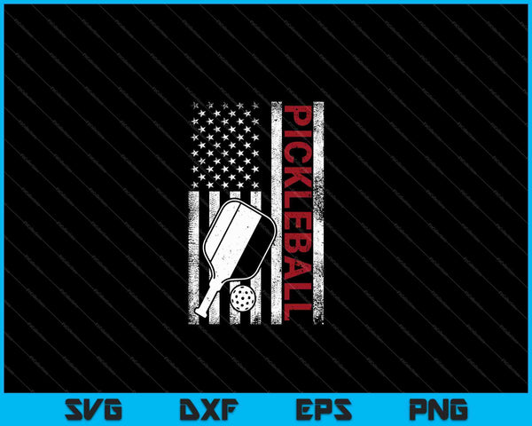 Bandera de EE. UU. Jugador de Pickleball Amante del Paddleball SVG PNG Cortando archivos imprimibles