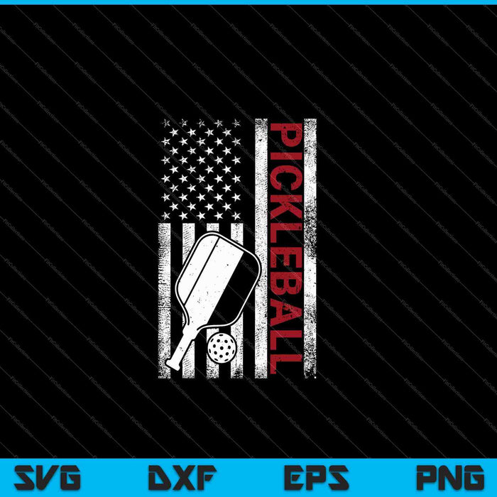 Bandera de EE. UU. Jugador de Pickleball Amante del Paddleball SVG PNG Cortando archivos imprimibles