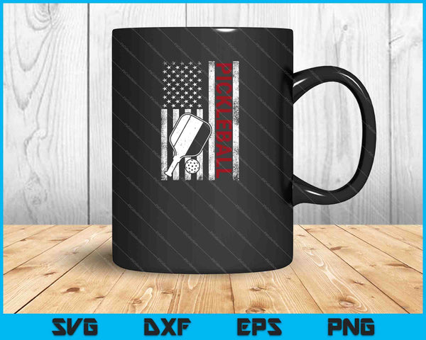 Bandera de EE. UU. Jugador de Pickleball Amante del Paddleball SVG PNG Cortando archivos imprimibles