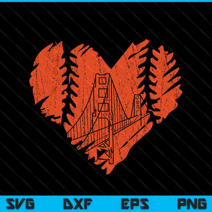 Amerikaanse staat San Francisco honkbal Vintage hart SVG PNG digitale snijden-bestanden