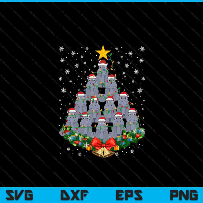 Ugly Christmas sweater day hippo Christmas tree SVG cut file