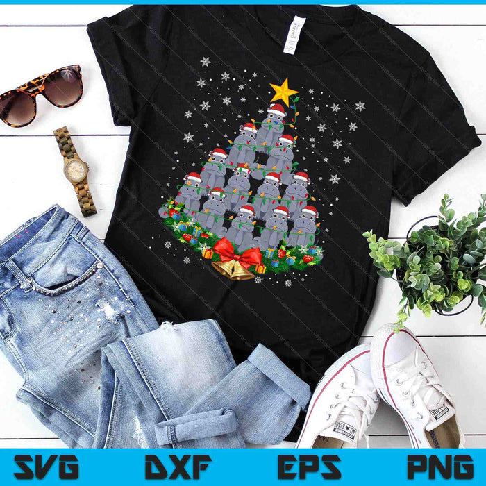 Ugly Christmas Sweater Day Funny Hippo Christmas Tree SVG PNG Digital Cutting Files