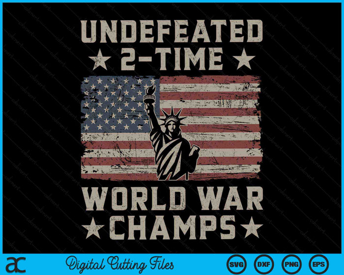 Ongeslagen 2 tijd wereldoorlog kampioenen 4 juli vlag SVG PNG snijden afdrukbare bestanden