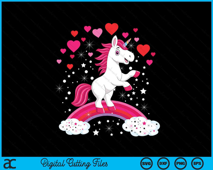 Unicorn Valentines Day Toddler Girl Love Heart Rainbow SVG PNG Digital Printable Files