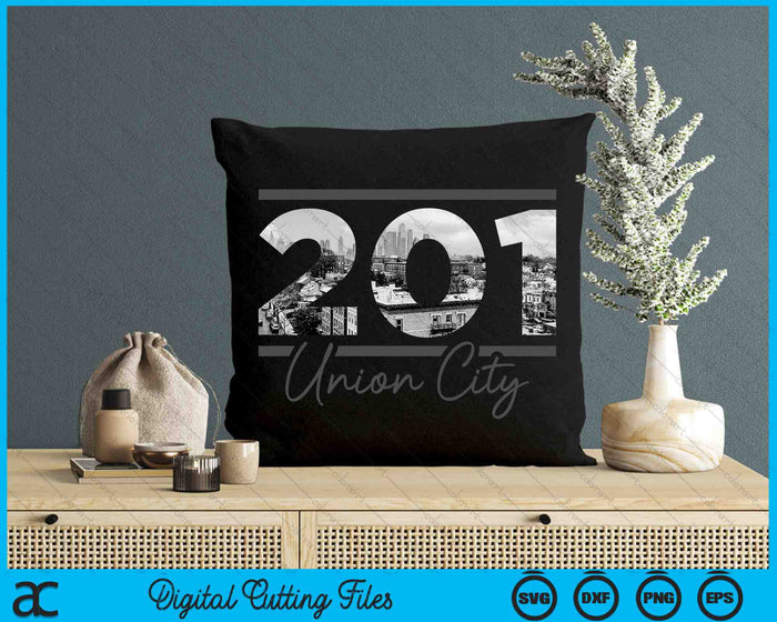 Union City 201 Area Code Skyline New Jersey Vintage SVG PNG Digital Cutting Files