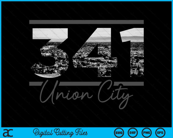 Union City 341 Area Code Skyline California Vintage SVG PNG Digital Cutting Files