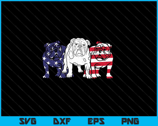 Único perro bulldog inglés bandera americana SVG PNG cortando archivos imprimibles