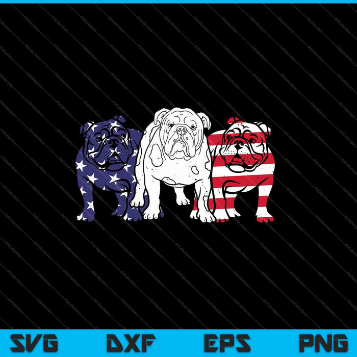 Unieke Engelse Bulldog Dog Amerikaanse vlag SVG PNG snijden afdrukbare bestanden