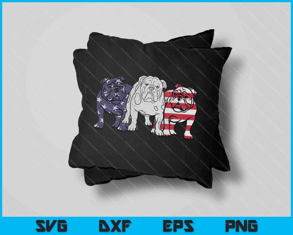 Único perro bulldog inglés bandera americana SVG PNG cortando archivos imprimibles