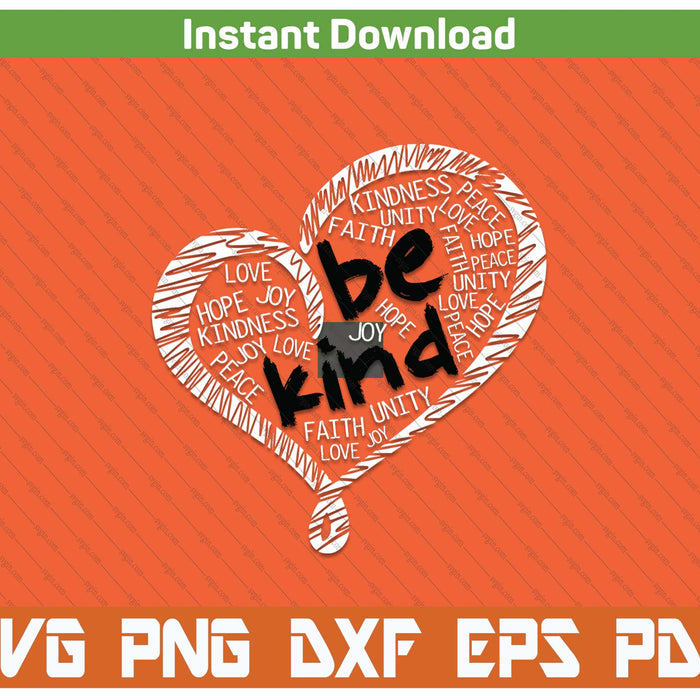 Unity Day Orange Anti Bullying Be Kind Heart Kindness SVG PNG Digital Printable Files