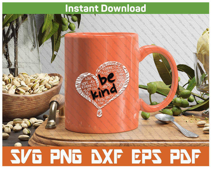 Unity Day Orange Anti Bullying Be Kind Heart Kindness SVG PNG Digital Printable Files