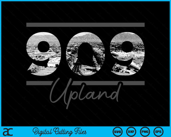 Upland 909 Area Code Skyline California Vintage SVG PNG Digital Cutting Files