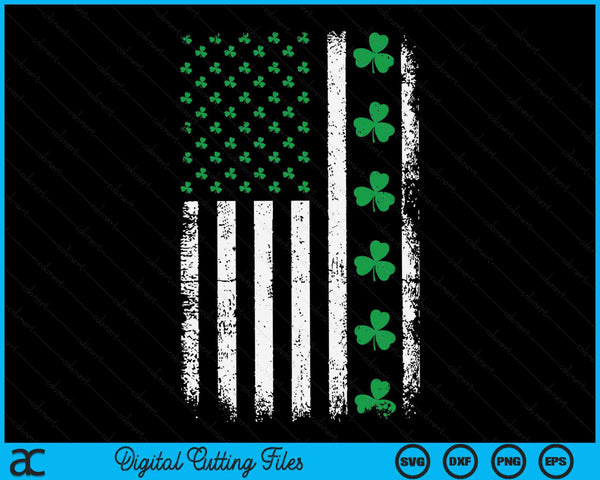 Us American flag with shamrocks for St Patricks Day SVG cut file