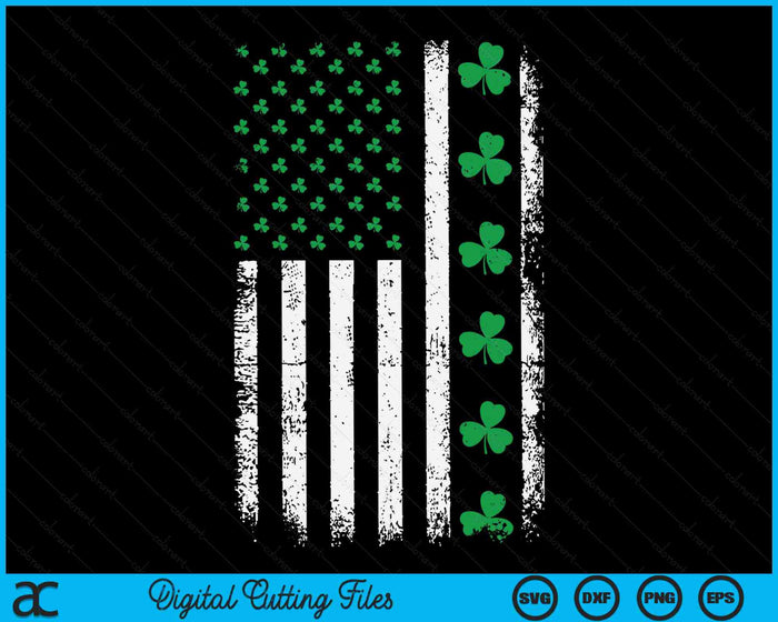 Amerikaanse vlag met klavers voor St Patricks Day SVG PNG digitale afdrukbare bestanden