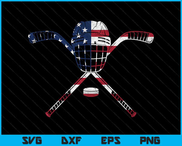 USA American flag ice hockey goalie mask stick patriotic SVG PNG cut file for Cricut