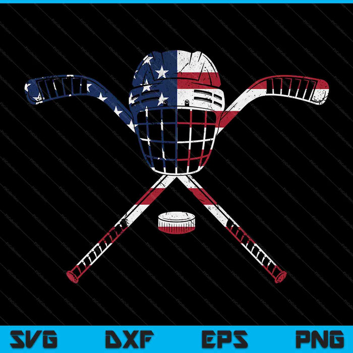 USA American flag ice hockey goalie mask stick patriotic SVG PNG cut file for Cricut