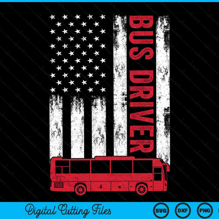 USA flag patriotic bus driver American flag SVG cut file