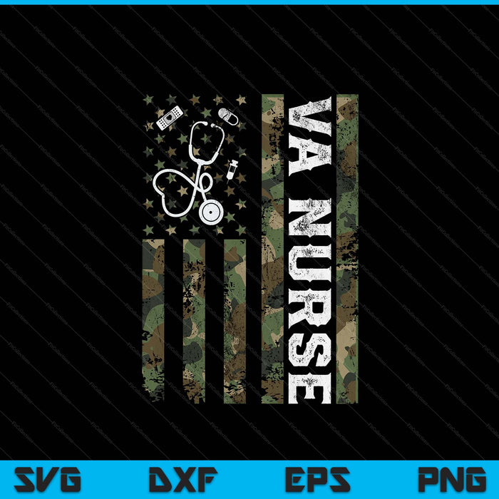 Va nurse camouflage American flag patriotic nurse week SVG PNG cut file for Cricut