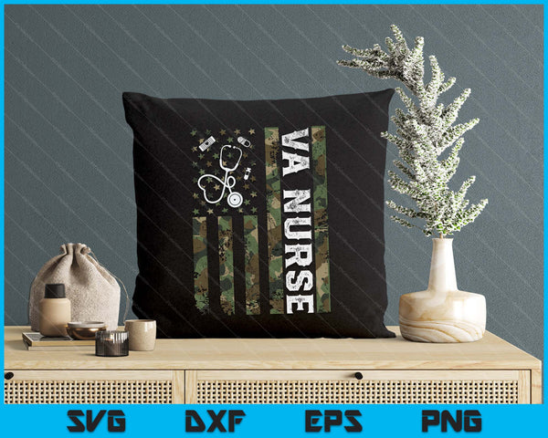 VA Nurse Camouflage American Flag Patriotic Nurse Week SVG PNG Digital Printable Files