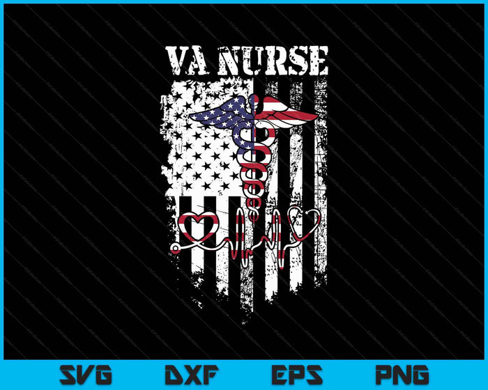 Va Nurse American Usa Flag Patriot Veterans Day 4th Of July SVG PNG Digital Printable Files