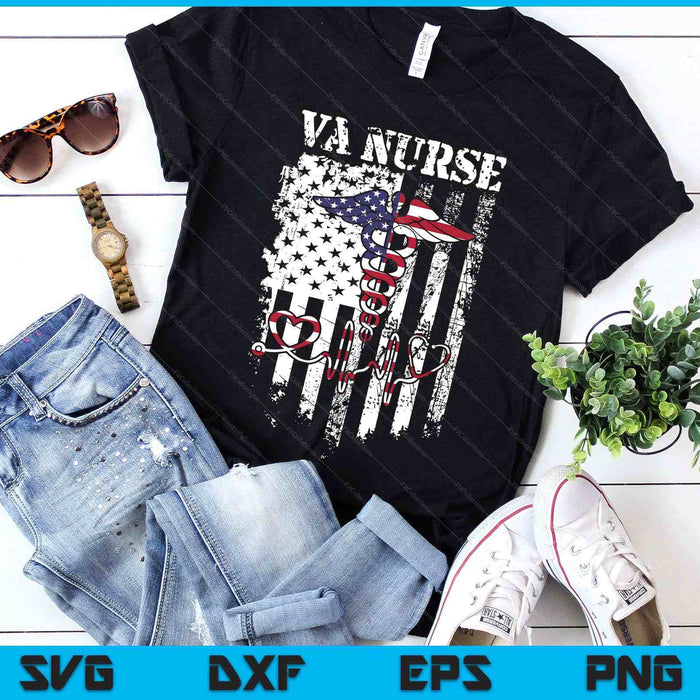 Va Nurse American Usa Flag Patriot Veterans Day 4th Of July SVG PNG Digital Printable Files