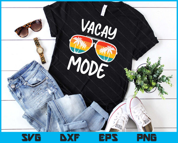 Vakantie zomer zonnebril en Palm Vacay modus Oceaan SVG PNG digitale snijbestanden