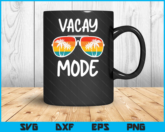 Vakantie zomer zonnebril en Palm Vacay modus Oceaan SVG PNG digitale snijbestanden