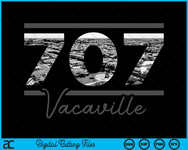Vacaville 707 Netnummer Skyline Californië Vintage SVG PNG digitale snijbestanden