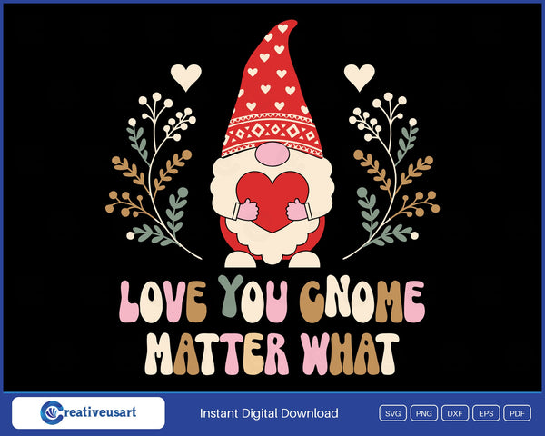 Valentine Gnome heart hug SVG design
