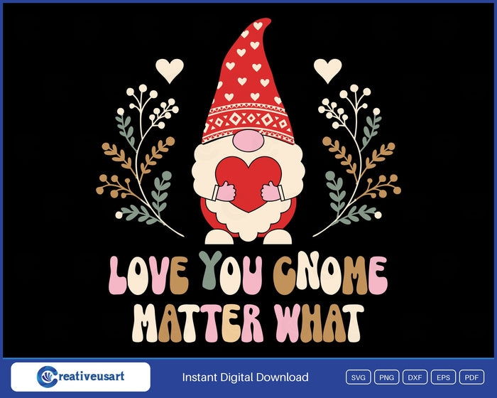 Valentine Gnome heart hug SVG design