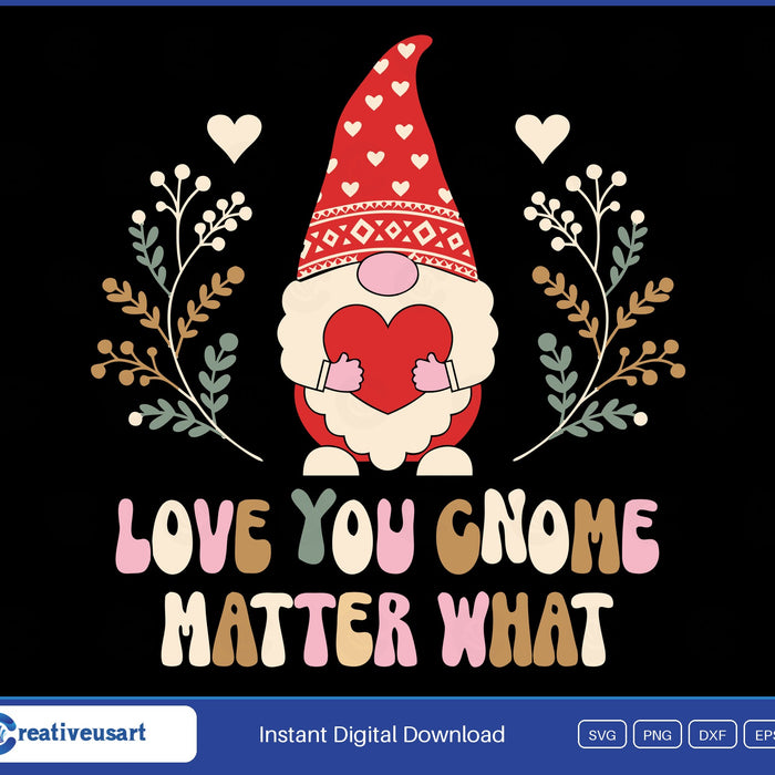 Valentine Gnome heart hug SVG design