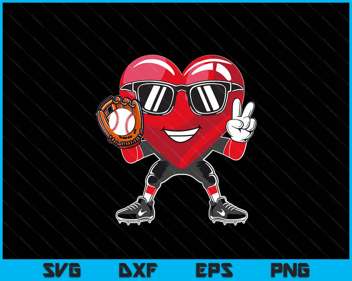 Valentine's Day Heart Playing Baseball Boys SVG PNG Digital Printable Files