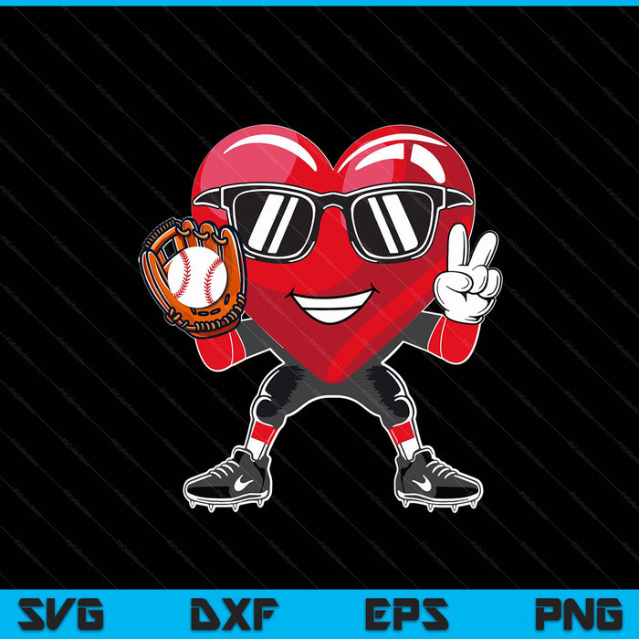 Valentine's Day Heart Playing Baseball Boys SVG PNG Digital Printable Files