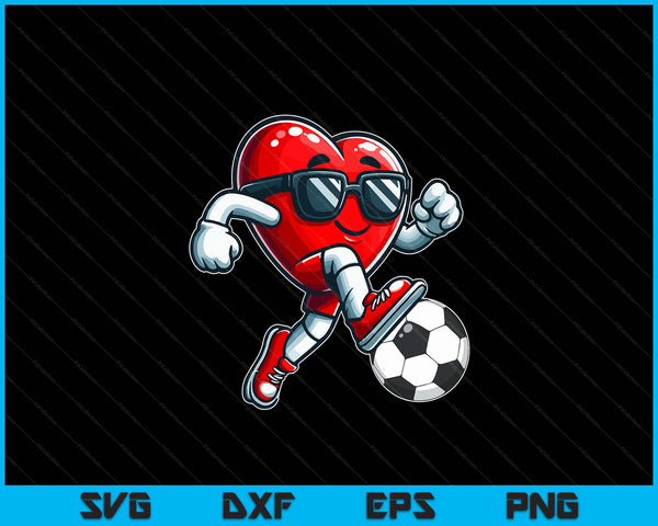 Valentine's Day Heart Playing Soccer Boys Girls Kids SVG PNG Digital Printable Files