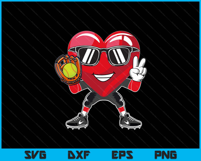 Valentine's Day Heart Playing Softball SVG PNG Digital Printable Files