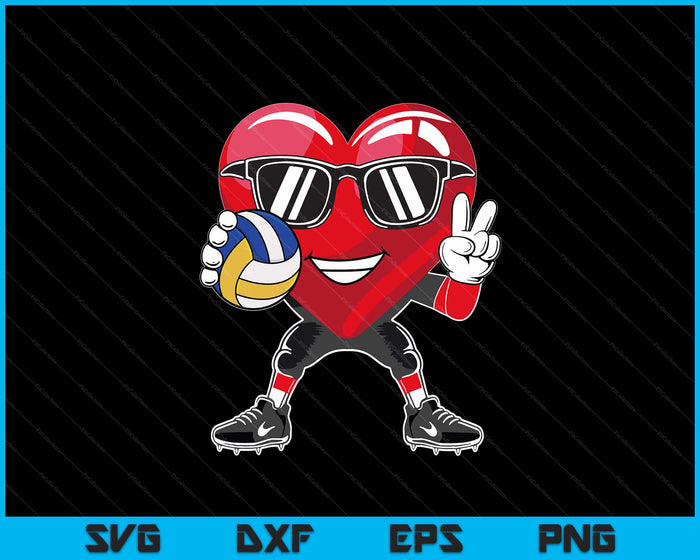 Valentine's Day Heart Playing Volleyball SVG PNG Digital Printable Files