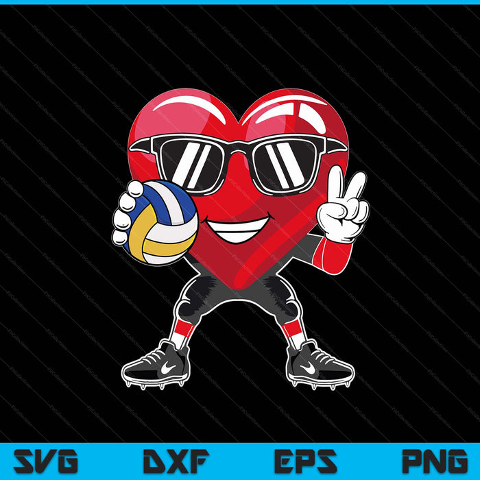 Valentine's Day Heart Playing Volleyball SVG PNG Digital Printable Files