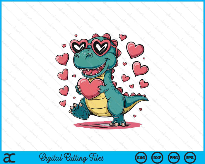 Valentine's Day T-Rex Dino, Dinosaur Love SVG PNG Digital Printable Files