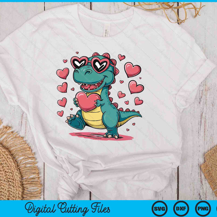 Valentine's Day T-Rex Dino, Dinosaur Love SVG PNG Digital Printable Files