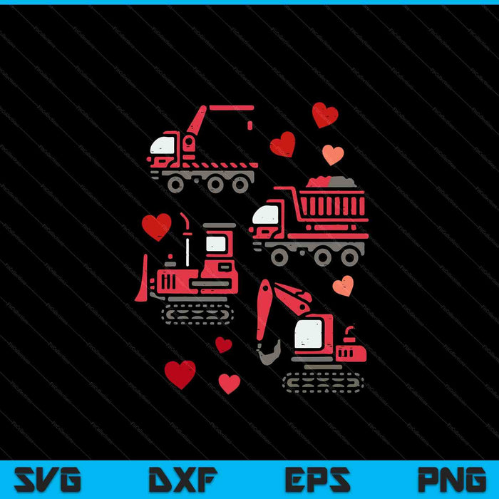 Valentines Day Construction Trucks Funny Boys Kids Toddler SVG PNG Digital Printable Files