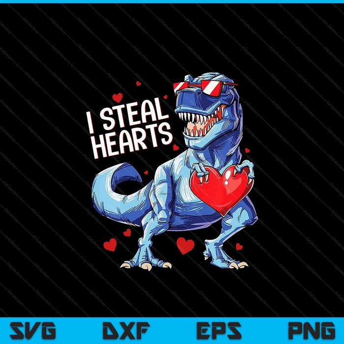 Valentines Day Dinosaur I Steal Hearts Boys Men Love SVG PNG Digital Printable Files