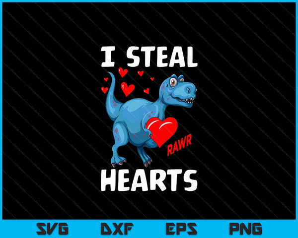 Valentijnsdag dinosaurus kinderen ik steel harten schattige baby T-Rex SVG PNG digitale snijbestanden