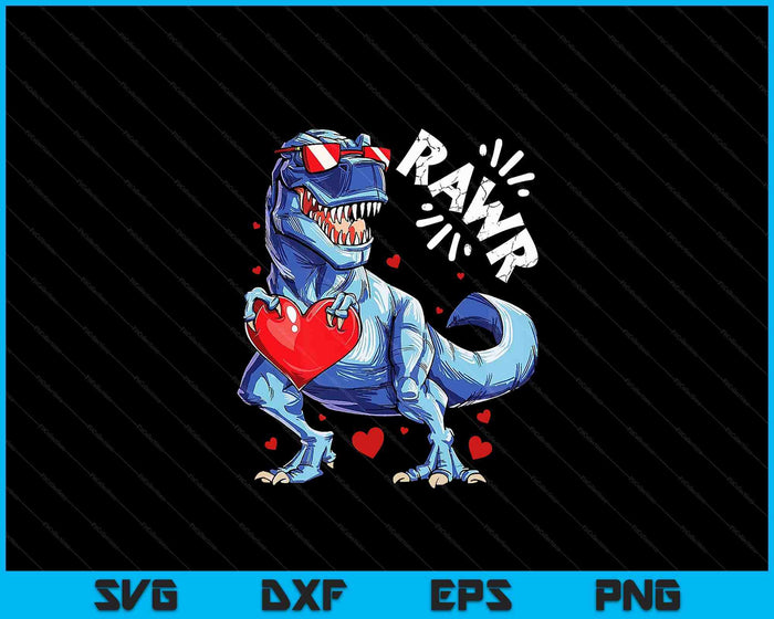 Valentines Day Dinosaur RAWR T Rex Lovers Heart Boys Love SVG PNG Digital Printable Files