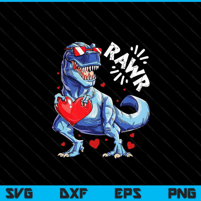 Valentines Day Dinosaur RAWR T Rex Lovers Heart Boys Love SVG PNG Digital Printable Files