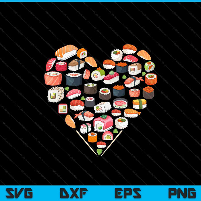 Valentijnsdag cadeau Anime Nigiri Sashimi hart liefde Sushi SVG PNG digitale snijbestanden