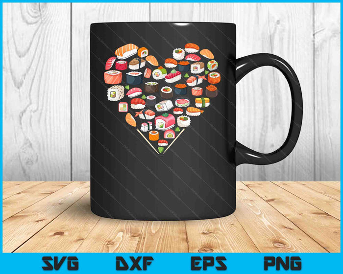 Valentines Day Gift Anime Nigiri Sashimi Heart Love Sushi SVG PNG Digital Cutting Files