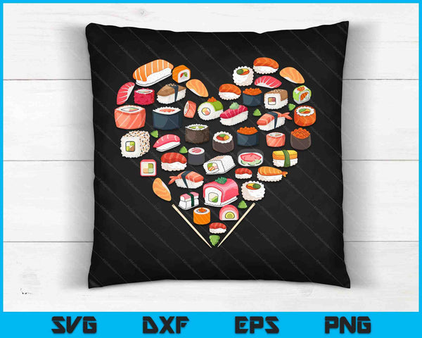 Valentijnsdag cadeau Anime Nigiri Sashimi hart liefde Sushi SVG PNG digitale snijbestanden
