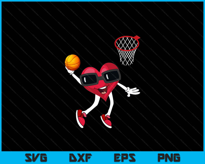 Valentijnsdag hart dunking basketbal jongens meisjes kinderen SVG PNG digitale afdrukbare bestanden