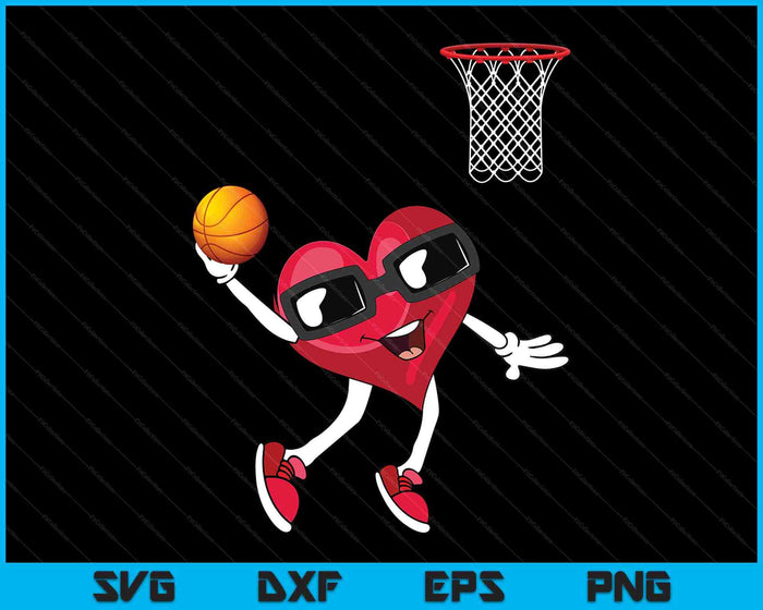 Valentines Day Heart Dunking Basketball SVG PNG Digital Cutting Files